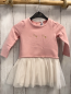 Preview: Petit Bateau  Kleid  Gr. 92  rosa Oberteil mit goldenen Augen weißer Tüllrock mit goldenen Glitzerpunkten 