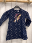 Preview:   Kleid  Gr. 92  blau beige Punkte Pferdekopf rosa Glitzerblumen 