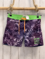 Preview: Vignino Badeshorts  Gr. 152  grau hellgraue Palmen hellgrüner Bund mit orange Kordel