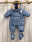 Preview: 2tlg Staccato  Winteroverall + Schühchen  Gr. 50/56  hellblau grue Sterne Kapuze mit beige Fellbund 