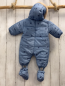 Preview: 2tlg Staccato  Winteroverall + Schühchen  Gr. 50/56  hellblau grue Sterne Kapuze mit beige Fellbund 