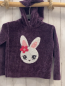 Preview: Dopodopo Pullover  Gr. 116  brombeere Strick Kapuze Pailettenhasenkopf 