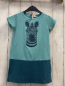 Preview: Dyr  Kleid  Gr. 98  mint Oberteil mit petrol Zebra petrol Saum 