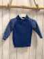 Preview: Liegelind  Pullover  Gr. 80  blau Zöpfe blau hellgrau melierte Ärmel 