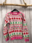 Preview: H&M  Pullover  Gr. 122/128  weiß rosa Strick Geschenke Tannen Bögen Herzen 