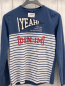 Preview:   Langarmshirt  Gr. 158/164  blau + weiße Streifen + Schrift 