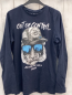 Preview:   Langarmshirt  Gr. 158/164  dunkelblau Tigerkopf mit Kappe + Brille weiße Schrift 