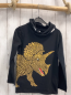 Preview: Dopodopo Langarmshirt  Gr. 122  schwarz großer Kragen goldener Dino 