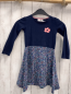 Preview: Happy Girls  Kleid  Gr. 116  blaues Oberteil mit apricot Blume Rock mit bunten Blumen 