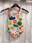 Preview: Mini Boden  Badeanzug  Gr. 98  weiß bnte Pflanzen orange Bund 