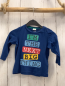 Preview: H&M Langarmshirt  Gr. 80  blau bunte Balken mit Schrift 