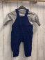 Preview: 2tlg manguun Langarmshirt + Latzhose Gr. 74  grau Tierköpfe + blau Plüschtiere