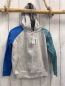 Preview: Alana  Sweatjacke  Gr. 116  grau mit Kapuze mint blaue Ärmel 