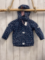 Preview:   Regenjacke  Gr. 80  blau bunte Punkte silber Wolken rosa Fleecefutter 