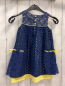 Preview: Piper & Posie  Kleid  Gr. 92  gelbes Unterkleid blaues Überkleid mit Lochmuster gelbe Schlefen 