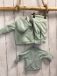 Preview: 3tlg Noppies  Langarmshirt Sweatjacke + Jogginghose  Gr. 44  mint graue Sterne 