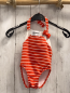 Preview: Tommy Hilfiger  Badeanzug  Gr. 80  rot weiße Streifen mit Neckholder 