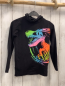 Preview:  Langarmshirt Gr. 128  schwarz großer Kragen buntes Dinoskelett
