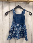 Preview:   Trägerrock Gr. 92  blau Jeans weiße Blumen 