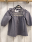 Preview: Zara  Kleid  Gr. 80  grau beige Ziernähte gesmoktes Oberteil 