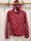 Preview: Manguun Sportshirt lang  Gr. 140  rot rosa weiße Streifen Kapuze 