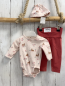 Preview: 3tlg H&M  Langarmbody Mütze + T-Shirt  Gr. 56  rosa Bambi Blumen + rostrot 