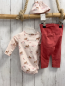 Preview: 3tlg H&M  Langarmbody Mütze + T-Shirt  Gr. 56  rosa Bambi Blumen + rostrot 