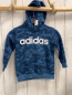 Preview: Adidas  Pullover  Gr. 110  hellblau blau gemustert Kapuze weiße Schrift 