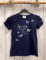 Preview:   T-Shirt Gr. 128  blau mint Schmetterlinge + Schrift 