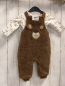Preview: 2tlg Latzhose + Langarmbody  Gr. 68  braun Teddy Bärengesicht + weiß braune Tannen 