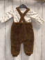 Preview: 2tlg Latzhose + Langarmbody  Gr. 68  braun Teddy Bärengesicht + weiß braune Tannen 