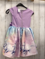 Preview: H&M  Kleid  Gr. 122  lavendel Oberteil + Schleife bunter Rock mit weißen Pferden Unterrock