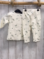 Preview: 2tlg Pre Natal  Schlafanzug  Gr. 68  beige Rippen Blumen oliv Bund 