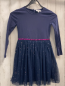 Preview: Happ Girls  Kleid  Gr. 134  blaues Oberteil Tüllrock mit Glitzerpunkten pink Pailettengürtelband 