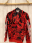 Preview: Adidas  Sweatjacke  Gr. 164  rot schwarzer Druck weiße Streifen Kapuze 
