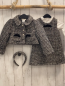Preview: 4tlg Rachel Zoe  Jacke Kleid Langarmshirt + Haarreifen  Gr. 92  schwarz weiß golden gemustert 