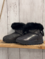Preview: Melanie  Boots  Gr. 26  schwarz silber Glitzer schwarzer Fellbund Schleife mit silber Steinen 