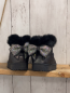 Preview: Melanie  Boots  Gr. 26  schwarz silber Glitzer schwarzer Fellbund Schleife mit silber Steinen 