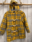 Preview: Esprit  Dufflecoat  Gr. 128  gelb grau weiß kariert 50 % Wolle Knebelknöpfe Kapuze 