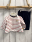 Preview: 2tlg Steiff  Langarmshirt + Leggings  Gr. 62  weiß rote Streifen blauer Bund + Bund 