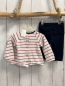 Preview: 2tlg Steiff  Langarmshirt + Leggings  Gr. 62  weiß rote Streifen blauer Bund + Bund 