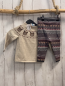 Preview: 2tlg  Pullover + Leggings  Gr. 80  beige grau mit Muster + Bärenköpfen Strick