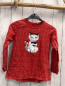 Preview:   Langarmshrt  Gr. 128  rot weiße Herzen Pailettenkatze 