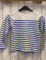 Preview: Petit Bateau  Langarmshirt  Gr. 122/128  weiß blaue Streifen Schildkröte Schrift 