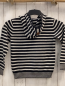 Preview: Retour Pullover  Gr. 122/128  schwarz hellgraue Streifen Strick kapuze 