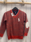 Preview: Ralph Lauren  Pullover  Gr. 122  rot graue Streifen Strick weißer Bund 