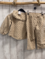 Preview: 2tlg Zara  Bluse + Hose  Gr. 98  beige Kord schwarze Punkte Kragen mit Rüschenbund 