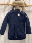 Preview:   Wiinterjacke  Gr. 122  blau Kapuze mit Fellbund braune Applikationen 
