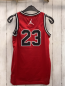 Preview: Jordan Sportshirt  Gr. 152  rot Lochmuster schwarz weißer Streifenbund + Schrift 