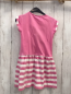Preview: Salt & Pepper  Kleid  Gr. 116  rosa Oberteil mit Pferdeköpfen Schrift silber Pailetten rosa weiß gestreifter Rock 